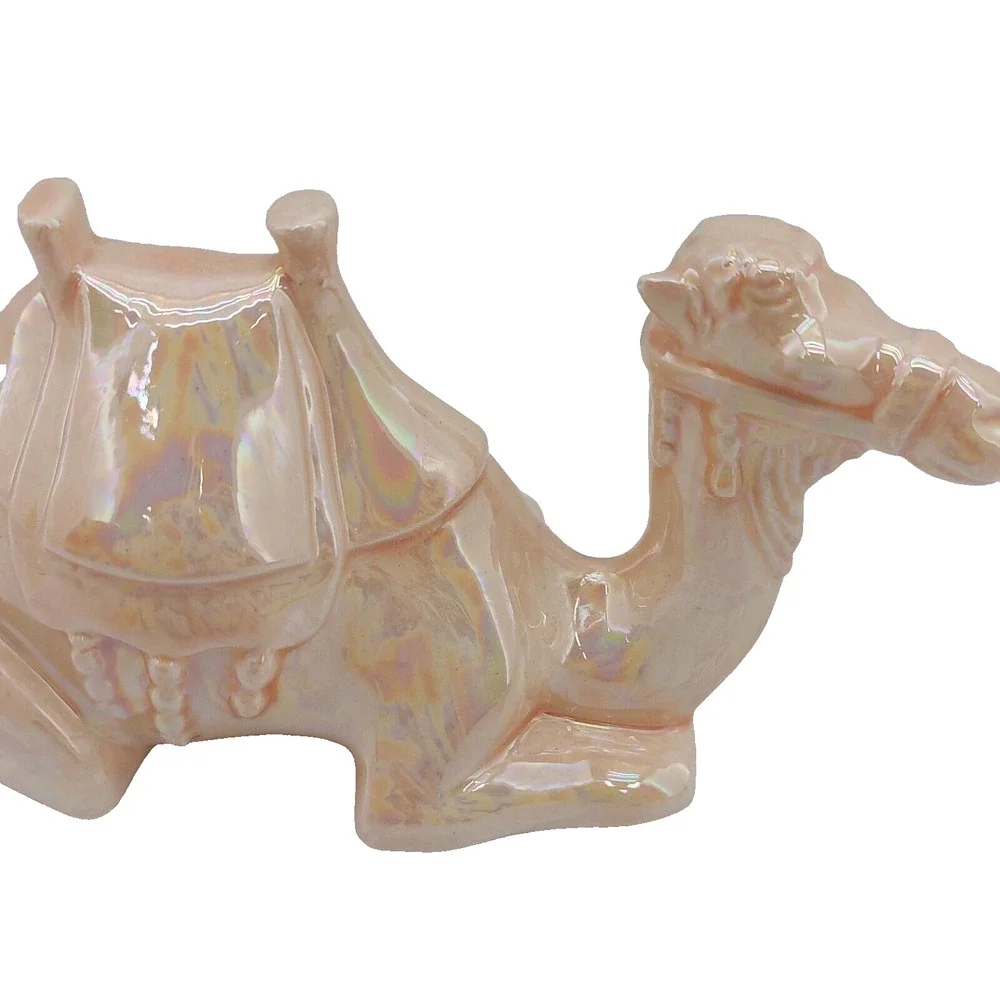 Vtg Christmas Nativity Camel Figurine Laying Down Replacement Figure Iridescent